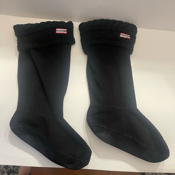 Hunter Original Tall Cable Knit Cuff Welly Boot Socks Black Size M 8-10 - Picture 1 of 5